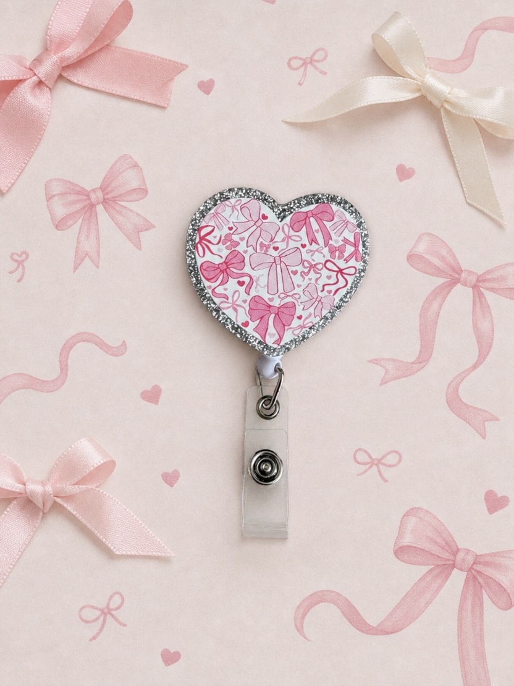 Handmade Hearts and Bows Id Badge